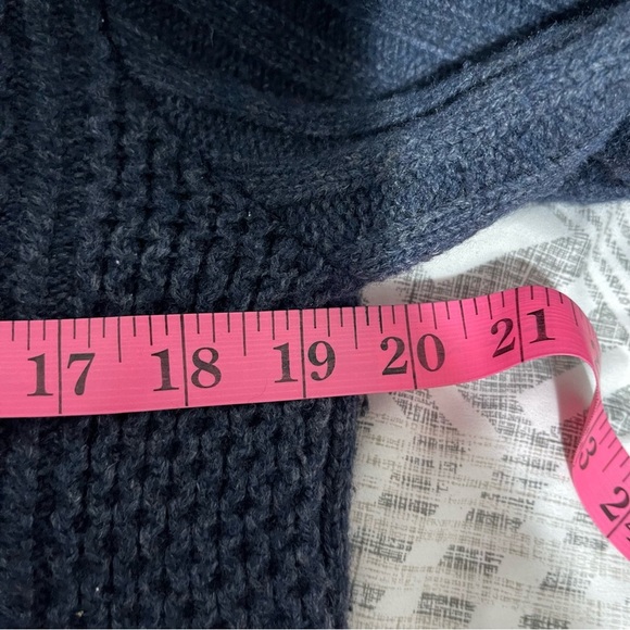 Hudson North Men’s Navy Cable Knit Lambswool V-Neck preppy academia Sweater M - Picture 6 of 7